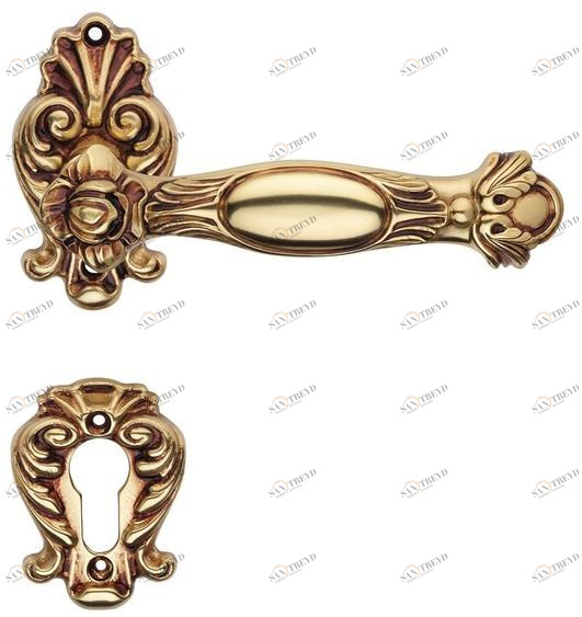 LINEA CALI' Латунная ручка в стиле барокко на розетке с замком Queen sun-id-1383400