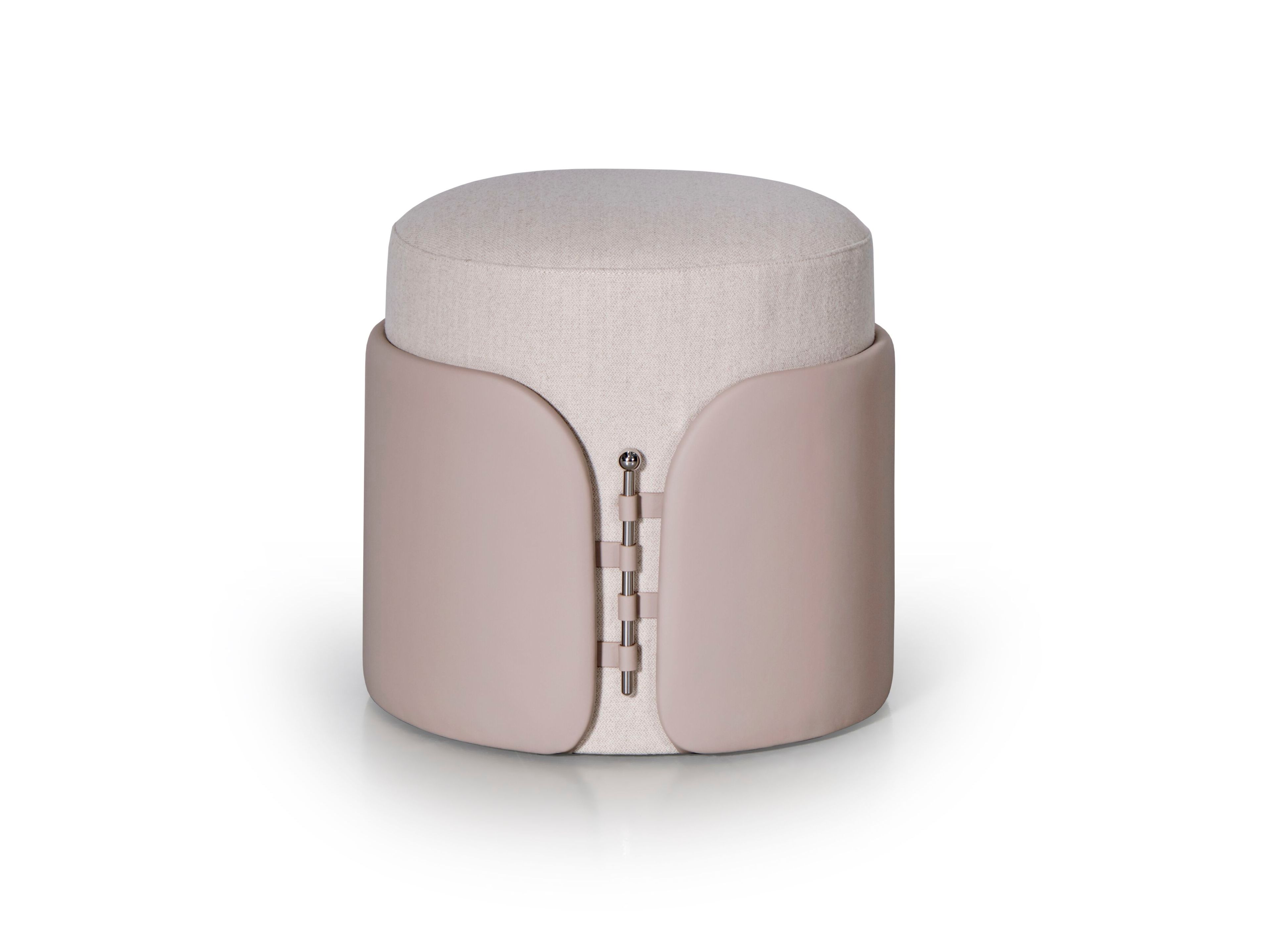 Круглый кожаный пуф с мягкой частью из кожи или ткани Turri лук ARCH-00046508 - Вид №1