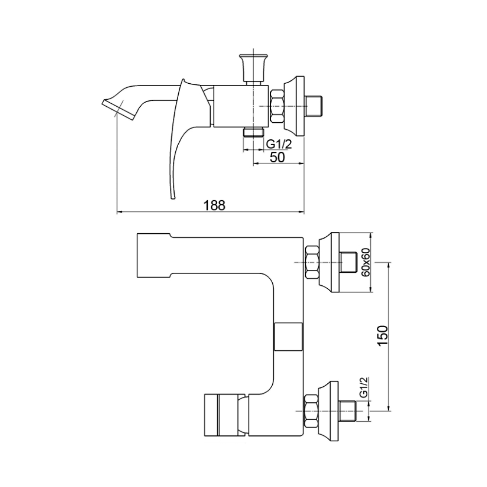 Смеситель для ванны Raiber Lagos R1303 однорычажный R1303 Santreyd  - Вид №1