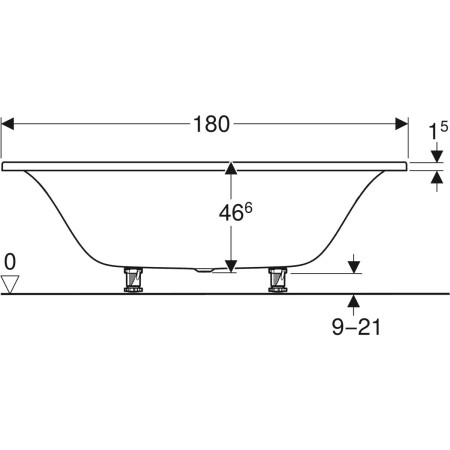 554.123.01.1 Прямоугольная ванна Geberit Tawa, тонкое исполнение, Duo, с ножками Geberit  - Вид №15