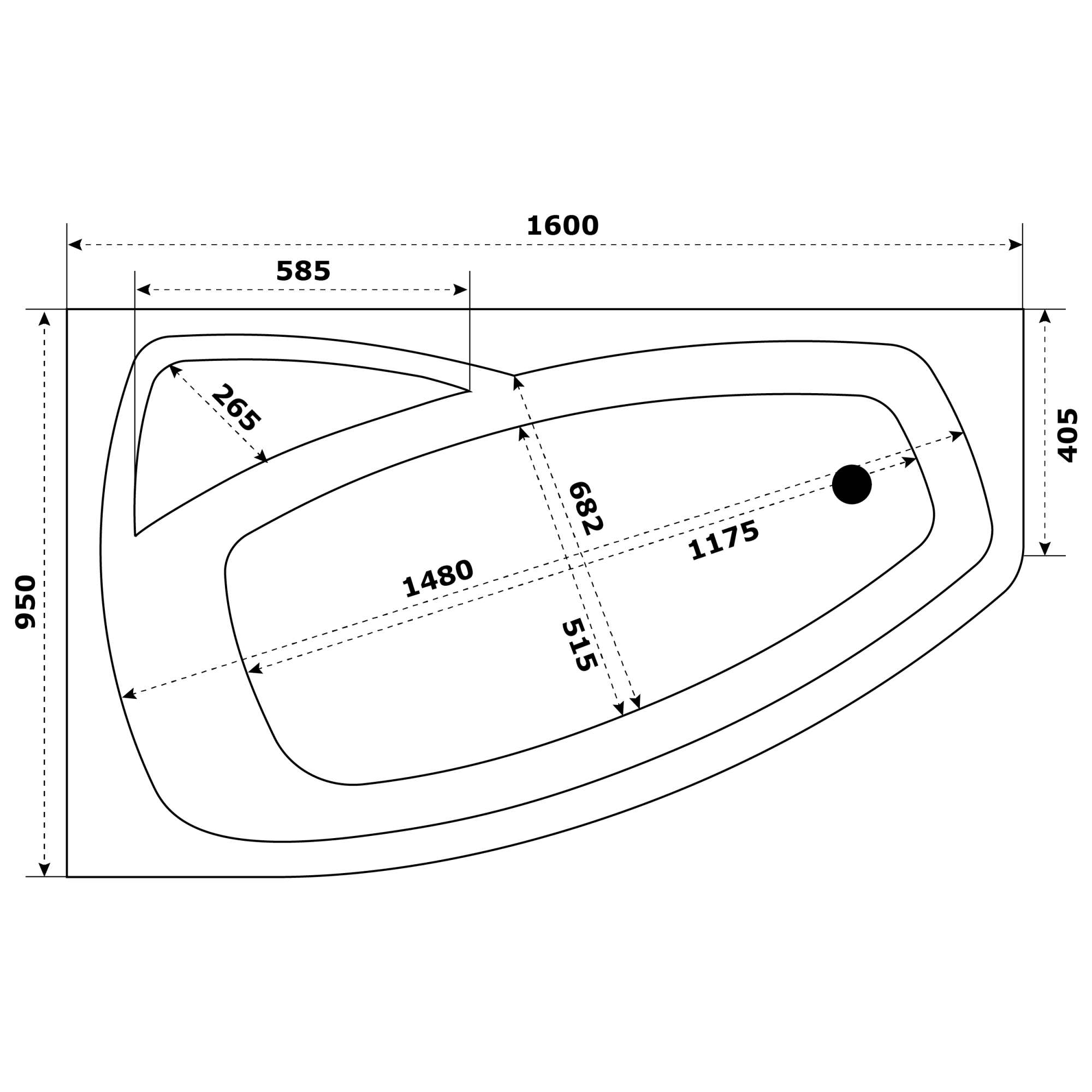 83641307 Ванна акрил 160x95 см угловая левая Рондо Santreyd - Вид №2