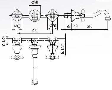 Встраиваемый смеситель для раковины CEZARES GOLF-BLS1-01 - Вид №1