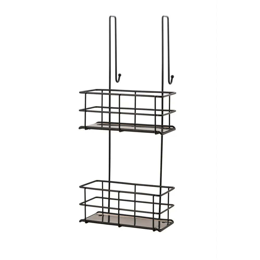 Полка для душевой кабины Swensa Caddy SWR-1006 двухъярусная металл цвет чёрный 82395582 STLM-2057300