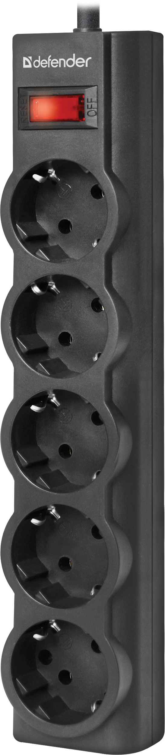 99499 Сетевой фильтр es largo 5,0 м, черный, 5 розеток (пакет) Defender Santreyd  - Вид №1