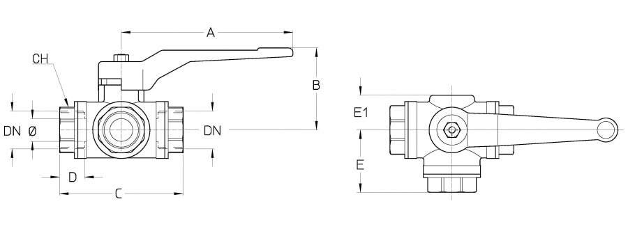 CIMBERIO CIM 21T 114 Трехходовой шаровой кран с "T" портами CIM 21T  - Вид №1