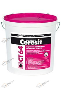 Декоративная акриловая штукатурка Ceresit CT64 Короед 2мм 25кг 391