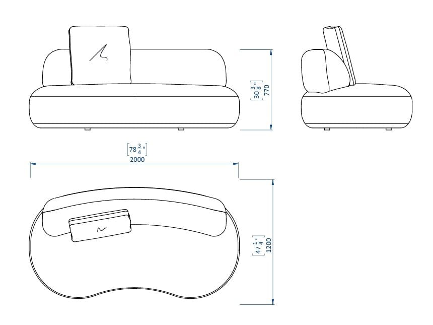 3-местный изогнутый тканевый диван Casa Magna Essence ARCH-00122278 - Вид №2