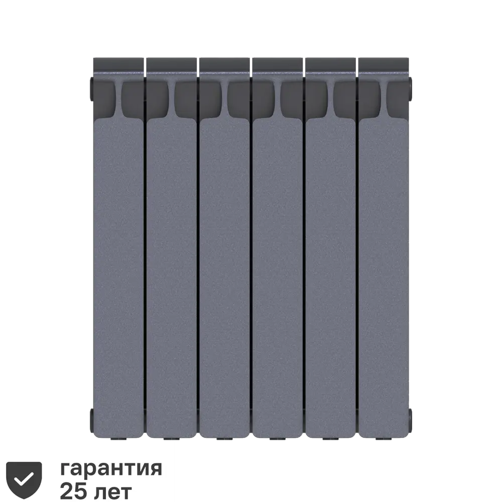 Радиатор секционный Rifar Monolit M50006RAL7012 500/100 6 секций боковое подключение биметалл серый 82560806 STLM-2132385
