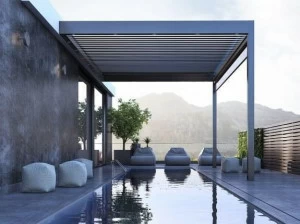 Alumil Настенная пергола из алюминия с регулируемыми жалюзи Smartia systems