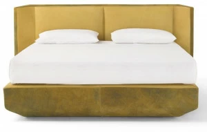 AMURA Двуспальная кровать из кожи с обитым изголовьем Panis