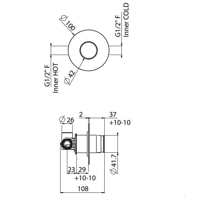 Встраиваемый однорычажный смеситель для душа CARIMALI ilTondo ARCH-00029600 - Вид №2