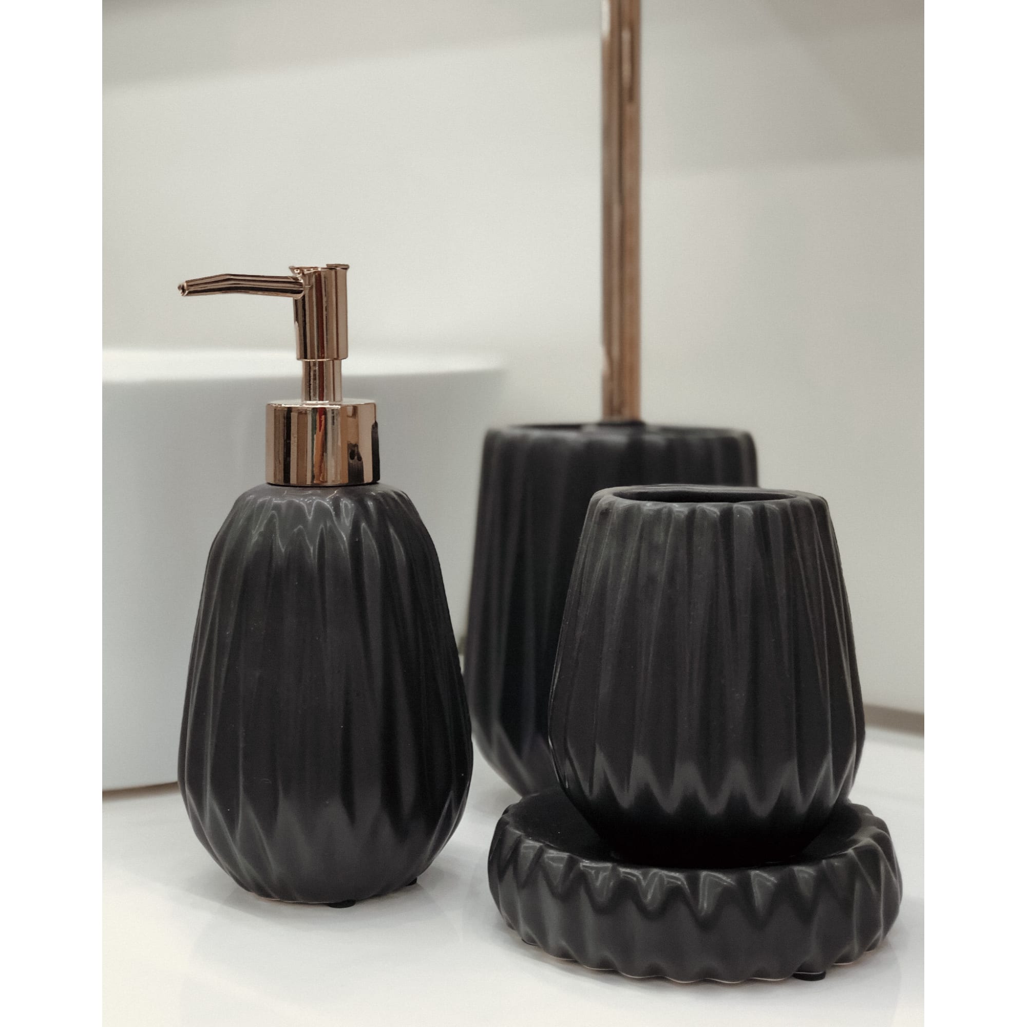 82154603 Стакан для зубных щёток «» керамика цвет чёрный Chicago Santreyd - Вид №1