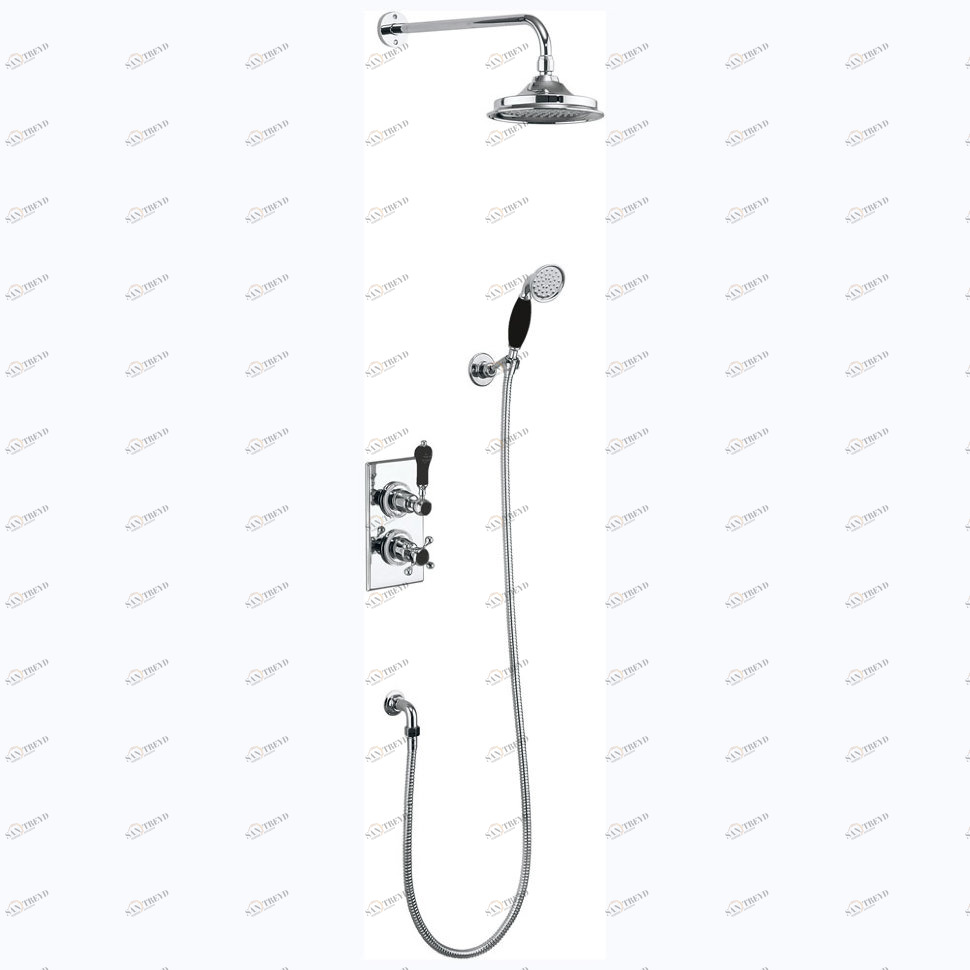 Душевая стойка c встроенным термостатом TF2S c душевой насадкой 12'', серия Black Trent Burlington TF2S BLA, V60/ARCV60 CHR