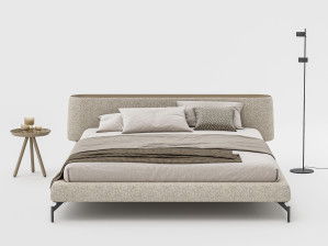 Двуспальная кровать с мягким изголовьем