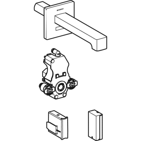 116.274.21.1 Смеситель для раковины Geberit Brenta, настенный монтаж, питание от батарей, с функциональным блоком для скрытого монтажа Geberit  - Вид №1