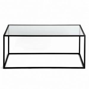 Журнальный столик стеклянный с черным каркасом 100 см London black INTELLIGENT DESIGN  260822 Прозрачный;черный
