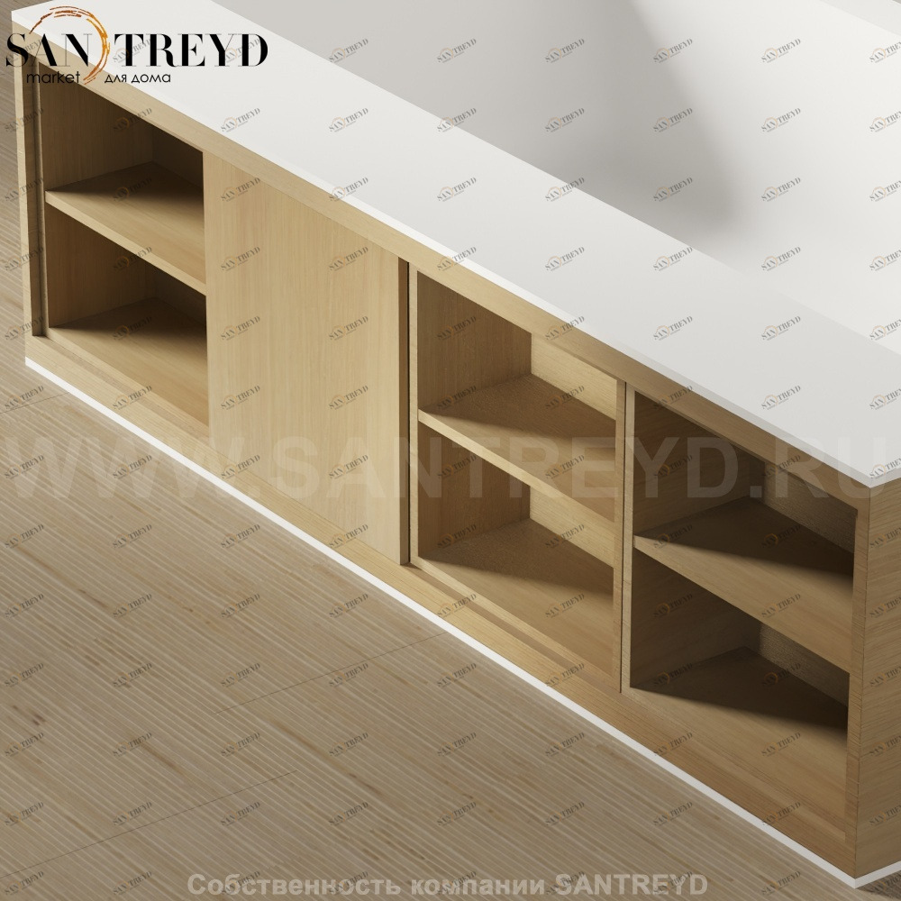 Ящик с полкой для ванны CARTESIO W натуральный дуб Agape AVAS1001RT