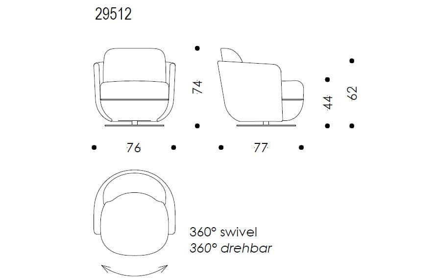 Тканевое вращающееся кресло Wittmann ARCH-00016552 - Вид №1