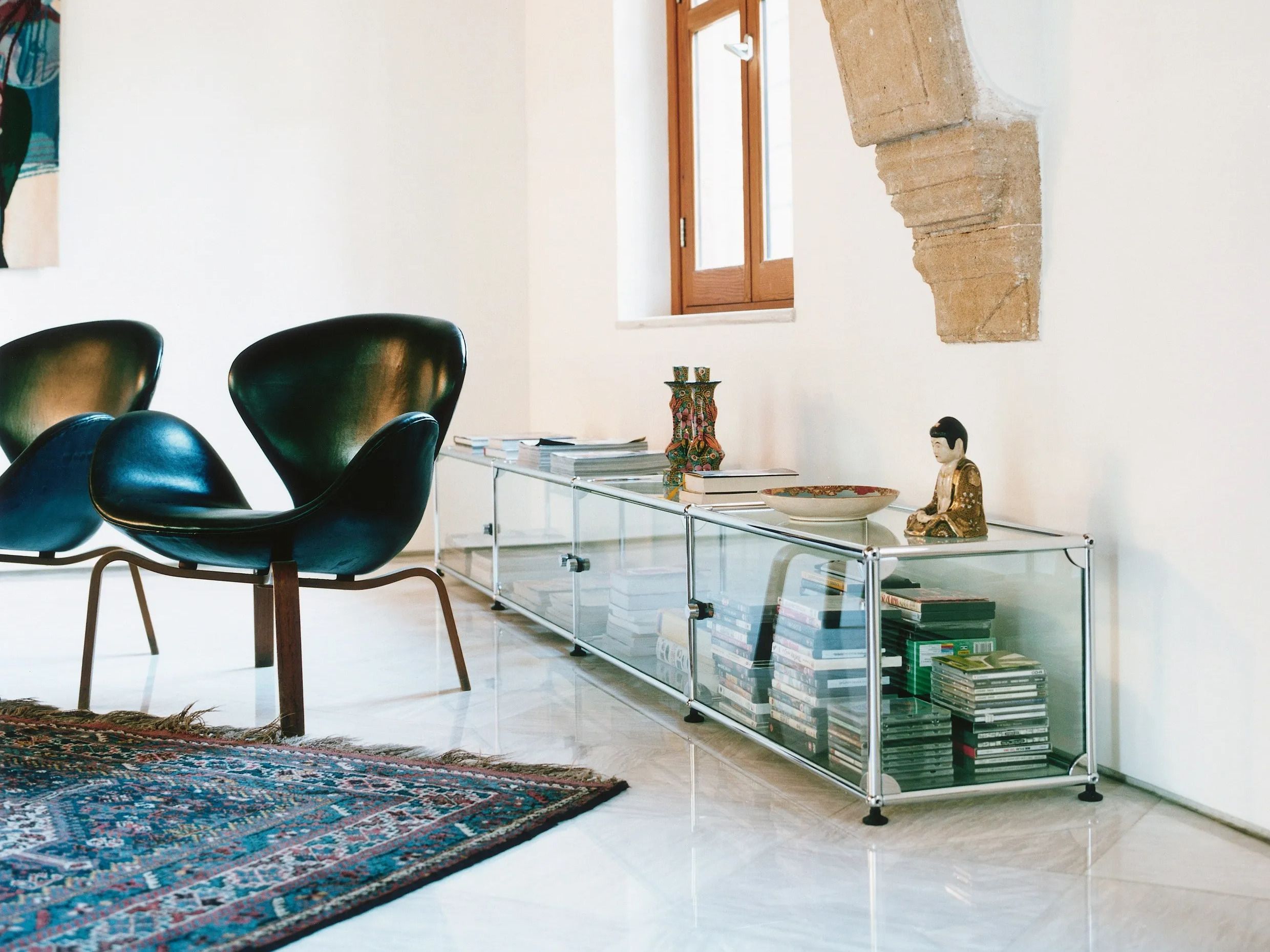 Секционный книжный шкаф из стали и стекла USM USM Haller System ARCH-00032899 - Вид №4