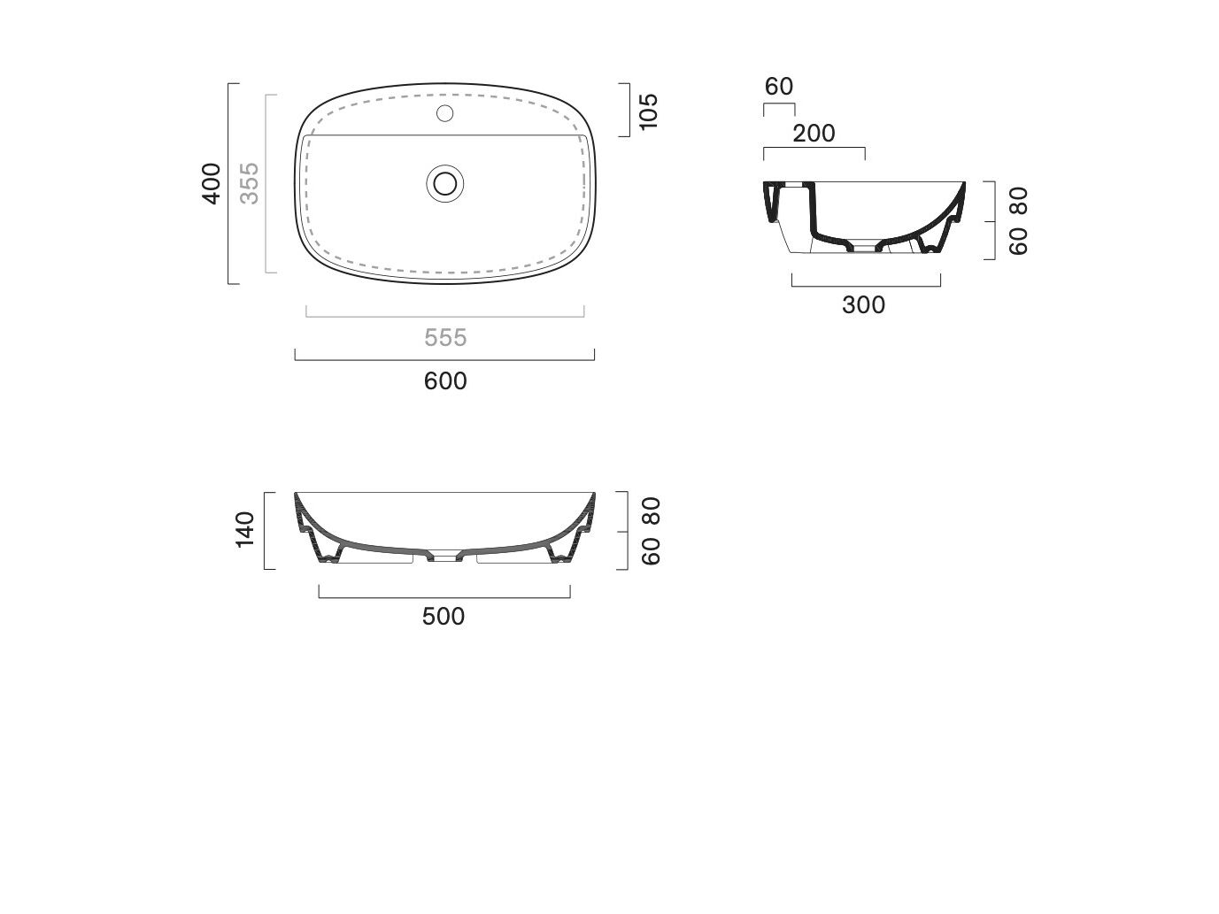 Одношаговый овальный умывальник CERAMICA CATALANO Alvea ARCH-00132643 - Вид №6