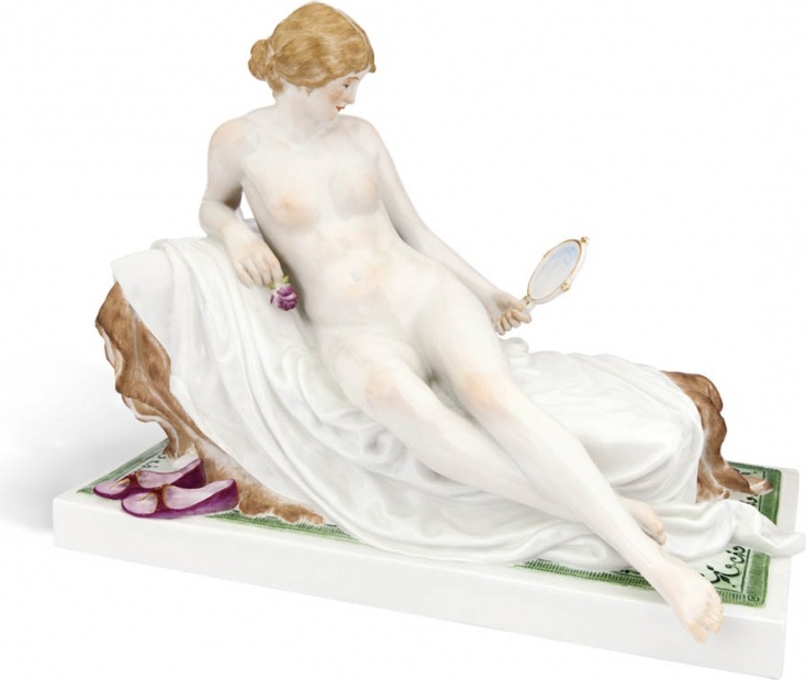 10627890 Meissen Фигурка 26см "Обнаженная с зеркалом и розой" (лим.вып.01/25, 2018) Фарфор 