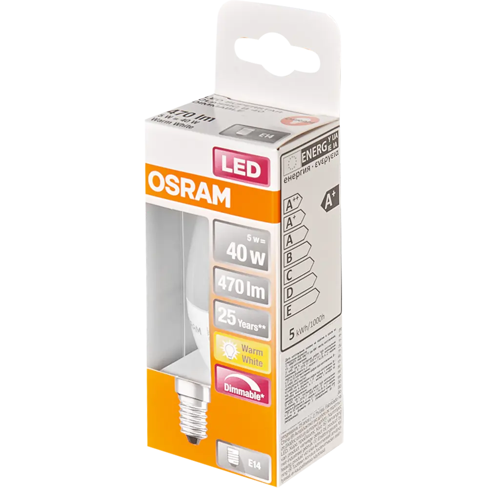 Лампа светодиодная Osram диммируемая E14 5 Вт8/27 свеча 470 Лм STLM-2105753 - Вид №4