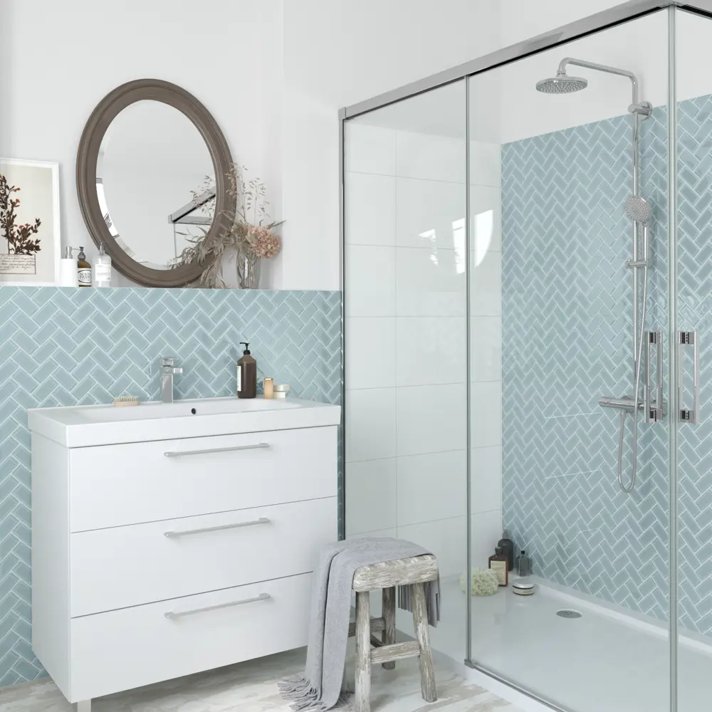 Фарфоровая мозаика ARTENS Metro в бирюзовом цвете для интерьера 82661956 STLM-0033161 - Вид №5