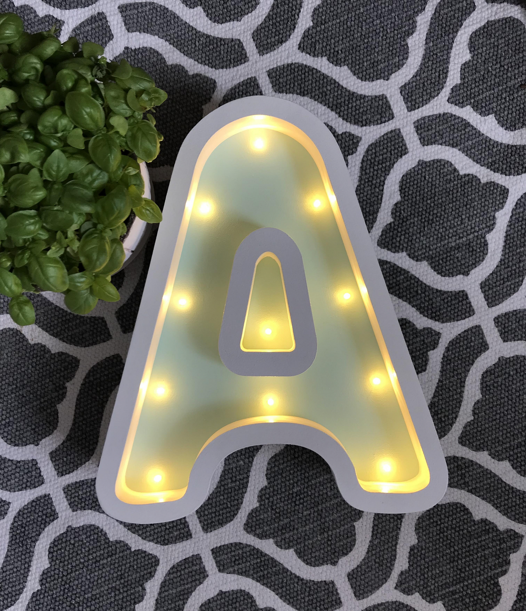 Ночник деревянный 30 см мятный "Буква А" LAMPA I DEREVO  00-3880234 Белый;зеленый Santreyd  - Вид №2