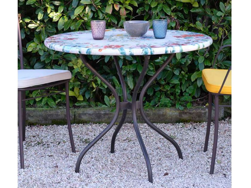 Садовый стол из фаянса и нержавеющей стали DOMIZIANI классический ARCH-00099005