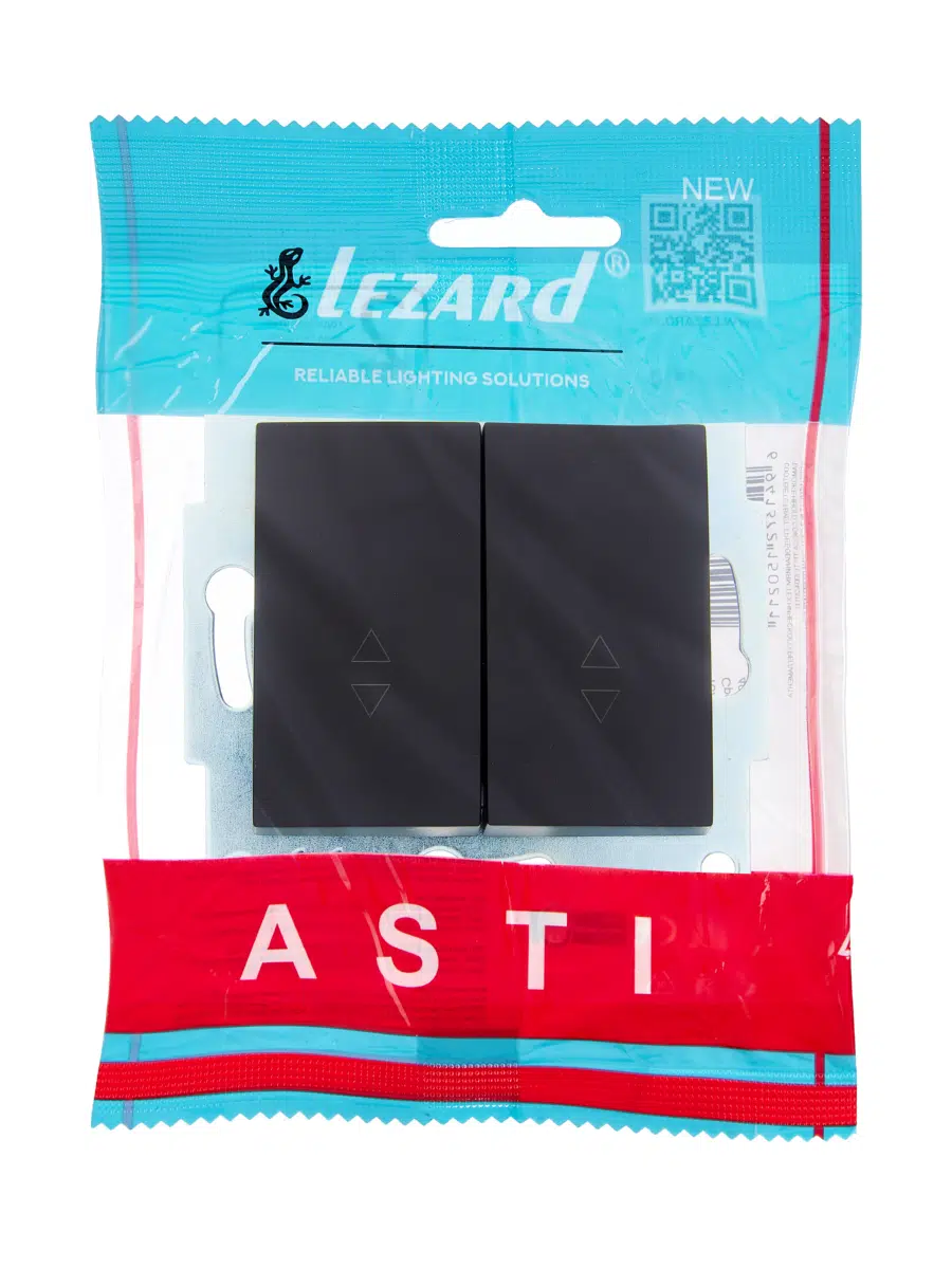 ASTI Выключатель проходной двойной чёрный бархат механизм LEZARD 7081-4288-106 - Вид №3