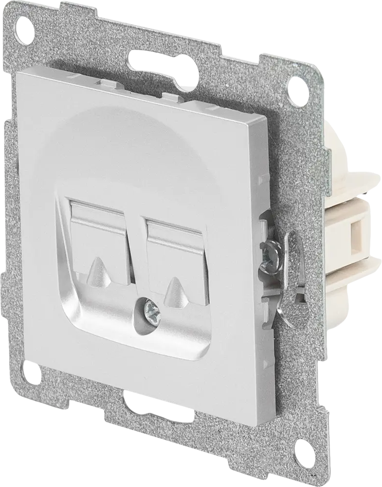 Телефонная розетка GUSI Electric двойная встраиваемая серебристая 83864428
