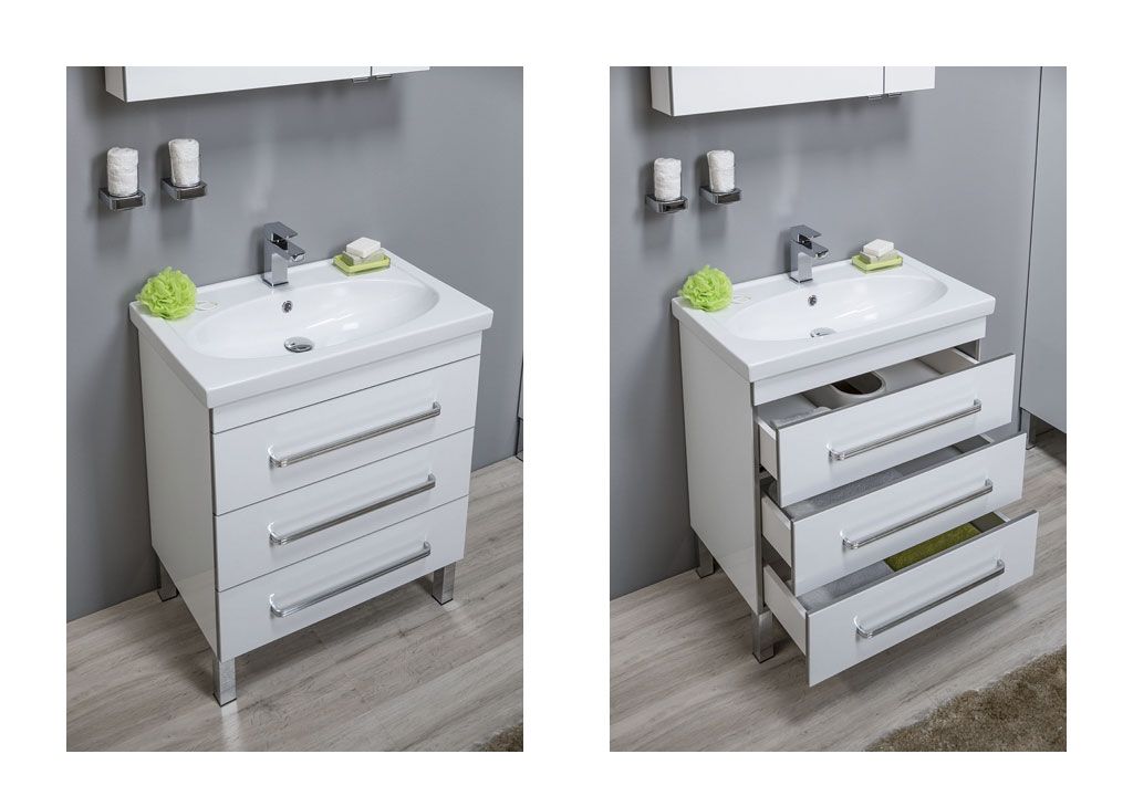 Мебель для ванной Aquanet Сиена 70 белый (напольный 3 ящика) 00196502 - Вид №6