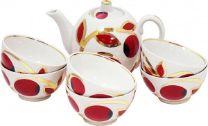 10618590 Промыслы Вербилок Набор чайный 6/7 с пиалами "Яблоки" Фарфор