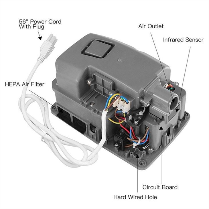 Сушилка для рук из нержавеющей стали AIKE AK2803E_504  - Вид №5