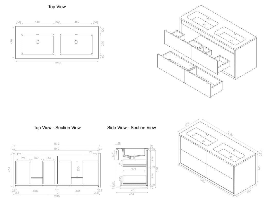 Двойной деревянный шкаф для умывальника со встроенной раковиной LUSSO Volini ARCH-00033994 - Вид №12