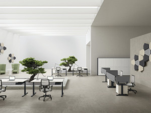 Секционная рабочая станция из меламина и металла