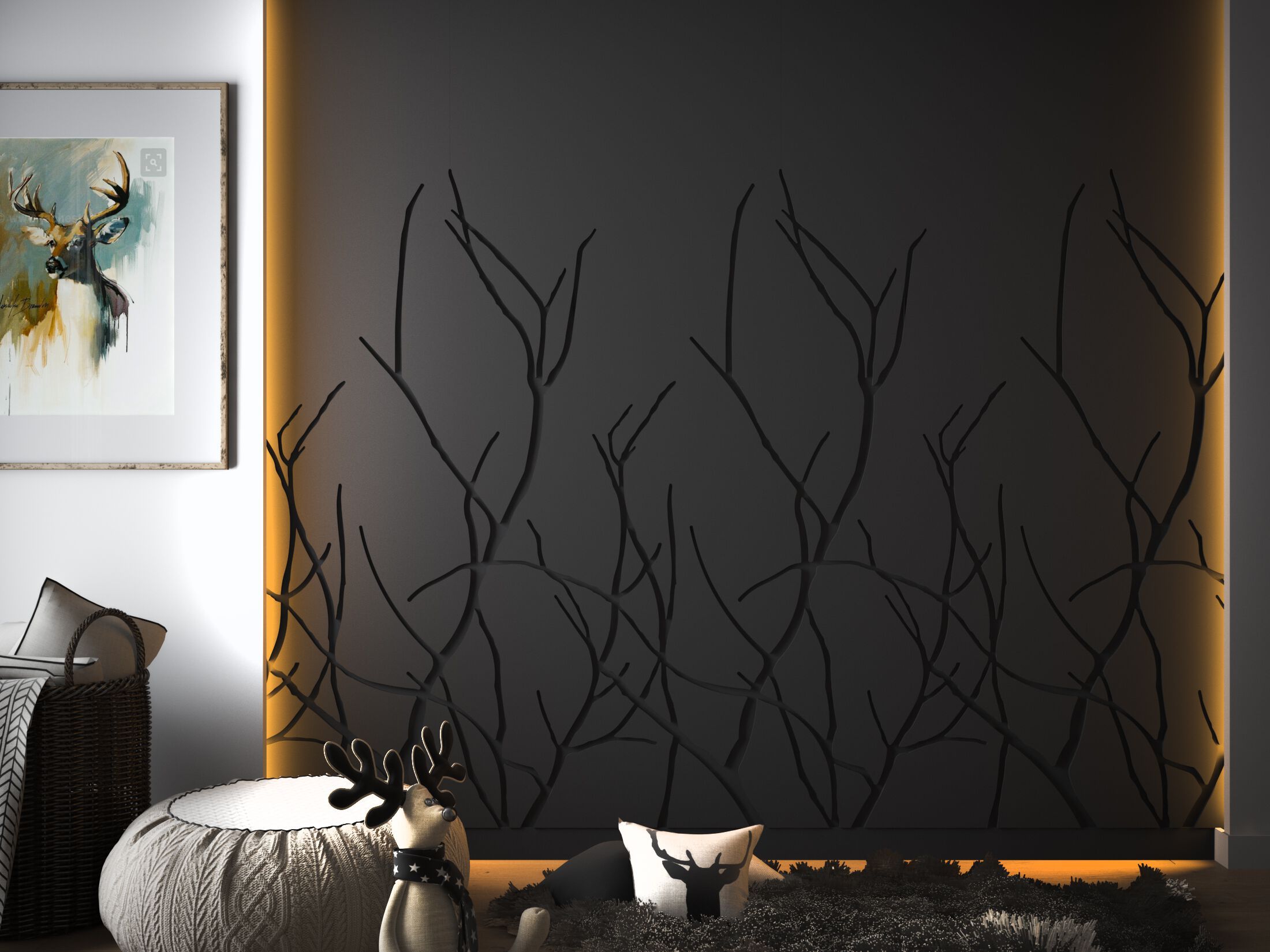 Трехмерная декоративная гипсовая панель WallDeco AUTUMN TREE ARCH-00008543