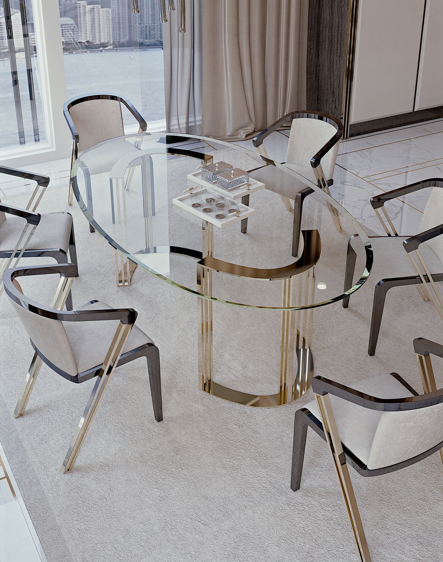 Стеклянный овальный стол Bizzotto Italia Symphony-Infinity ARCH-00148362 - Вид №1