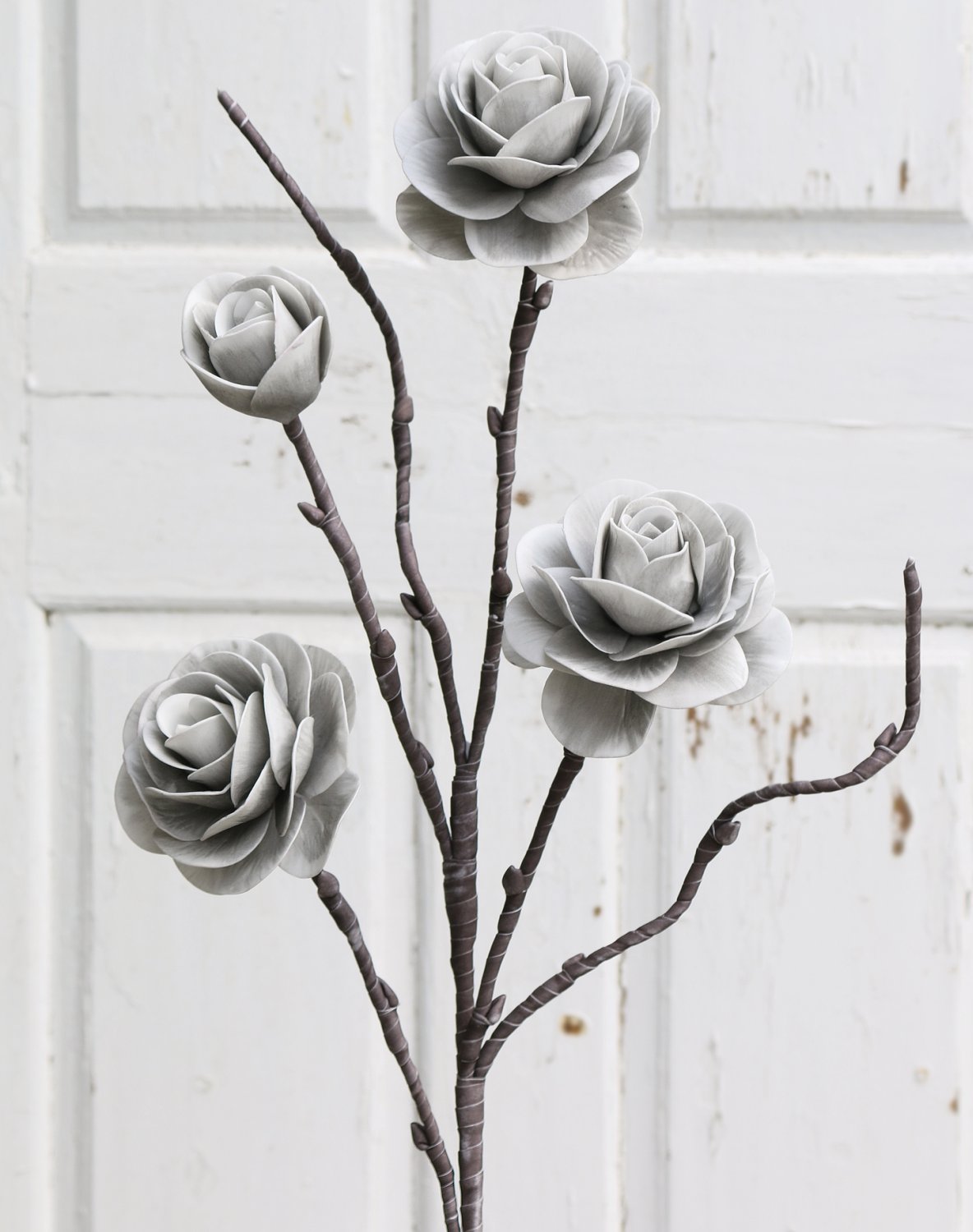 7948 976 a3 Искусственный мягкий цветок 'Rose', 106см, 3 цветка, 1 бутон, грау H-andreas  - Вид №9