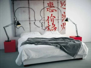 Casamania & Horm Мягкая двуспальная кровать со съемным чехлом Isole figi