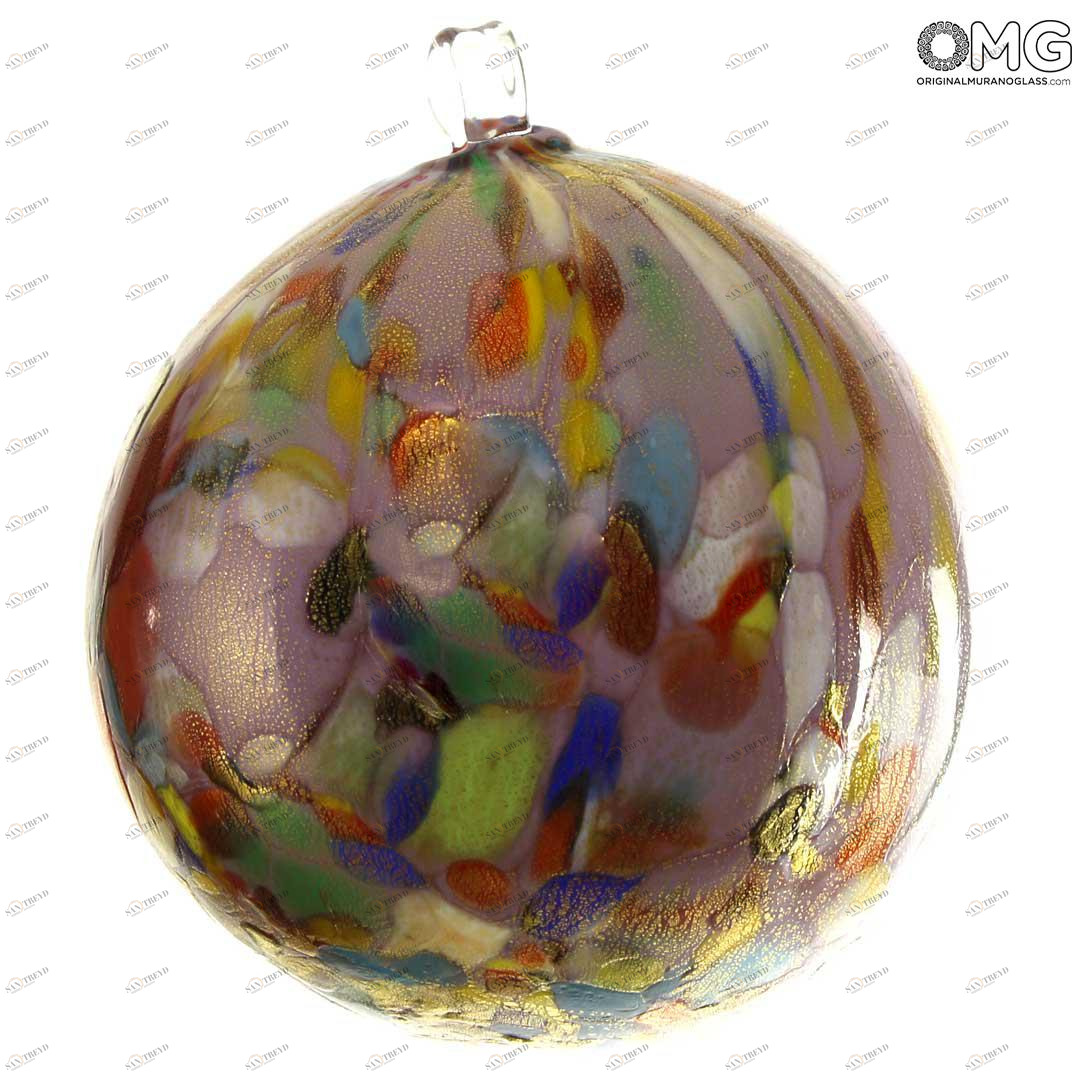 1955 ORIGINALMURANOGLASS Сиреневый Ёлочный шар в крапинку Dot Fantasy - муранское стекло OMG  см 