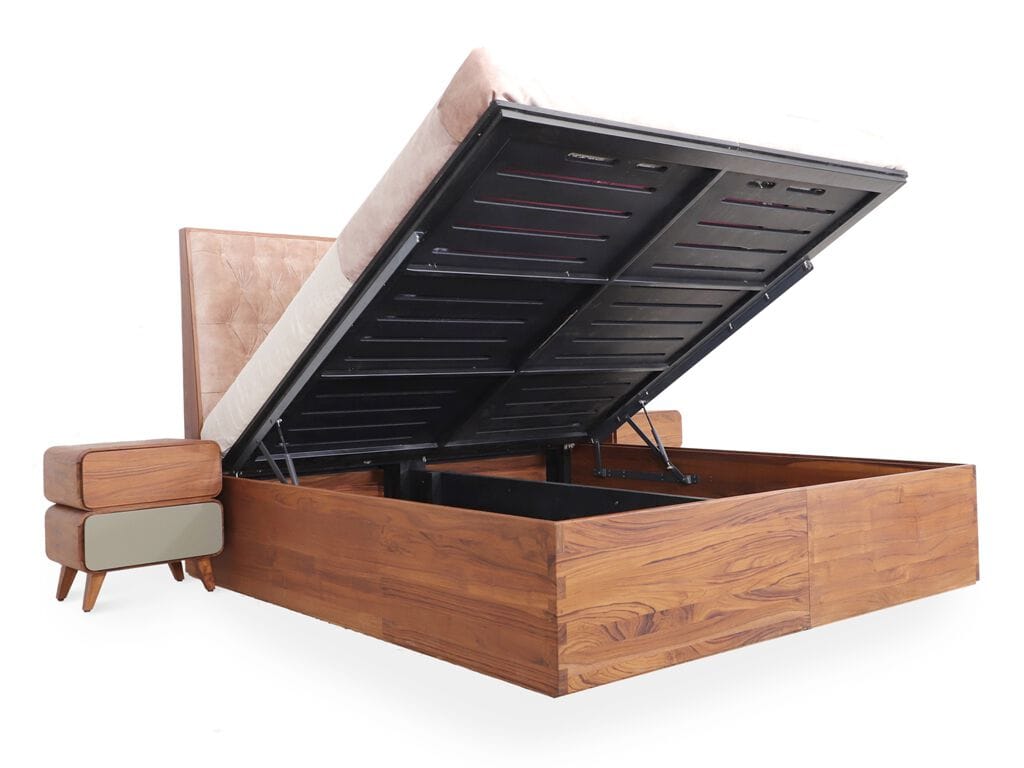 Двуспальная кровать из тикового дерева с капитонным изголовьем Alankaram KORYTO ARCH-00038590 - Вид №2