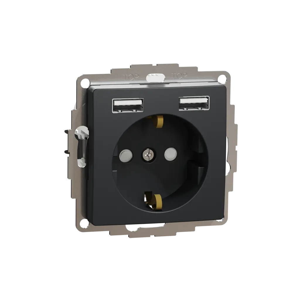 Розетка встраиваемая Systeme Electric Sedna Design с заземлением разъем USB, цвет антрацит STLM-2032555 - Вид №1