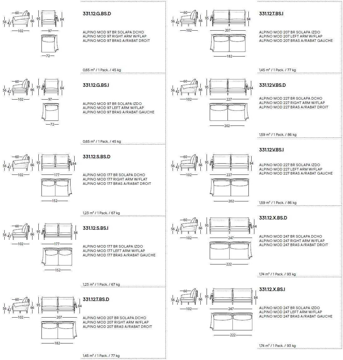 Sancal Диван из ткани с шезлонгом Alpino sun-id-1475119 - Вид №3