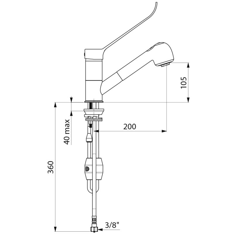 2211LEP Смеситель с балансировкой давления и выдвижной лейкой DELABIE  - Вид №1