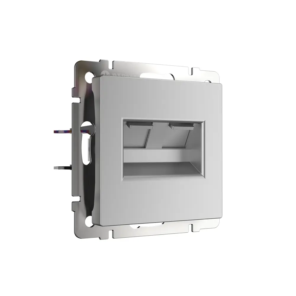 Розетка компьютерная двойная встраиваемая Werkel RJ45 цвет серебряный 84491714 STLM-2056798 Встраиваемые механизмы - Вид №1
