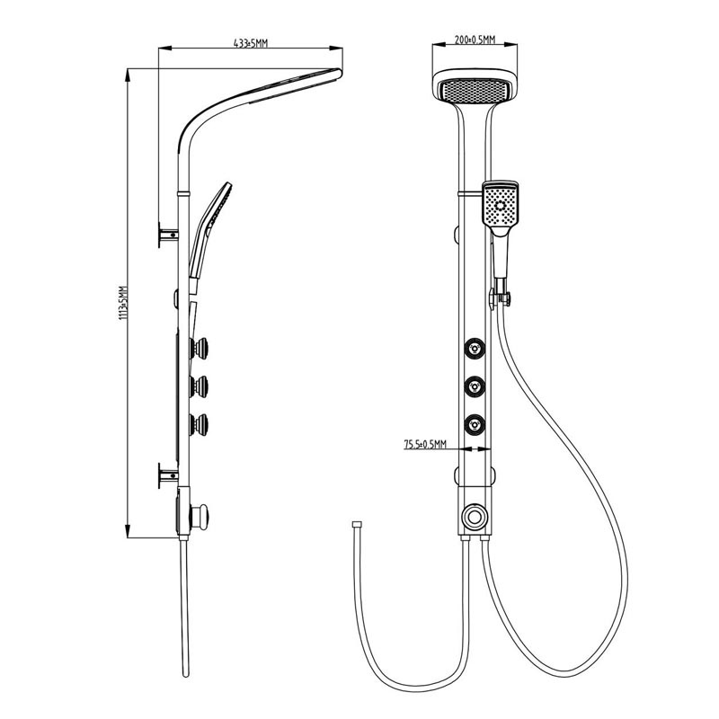 GL-SL1001CS-3 Душевой гарнитур с верхним душем Gllon Santreyd  - Вид №2