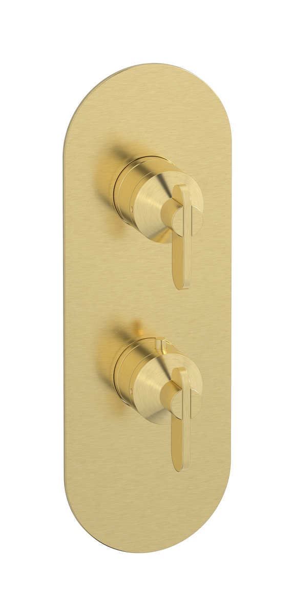 External part of thermostatic 2 ways diverter, round plate, vertical, Soho handle WE ARE IB eua612isnoh Brushed Pale Gold Aqua