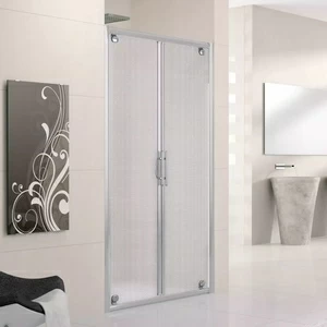 Двери в нишу 78 см LUNES B Novellini LUNES с серебристым профилем и стеклом Obscure