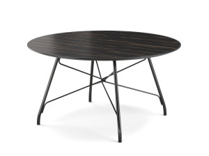 Круглый обеденный стол из нержавеющей стали и дерева